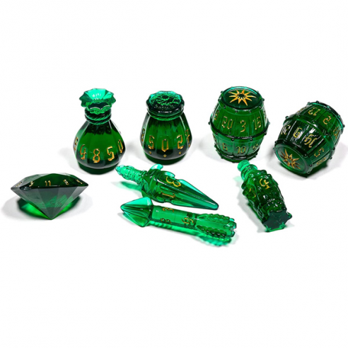 PolyHero Rogue - Set da 8 Dadi a Facce Miste - Emerald Emissary