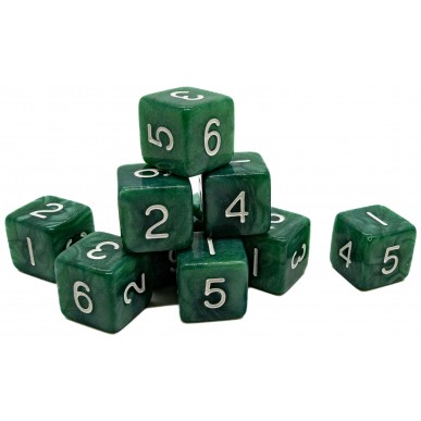 Kaissa - Set 10 Dadi Pearl - Green/White