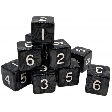 Kaissa - Set 10 Dadi Pearl - Black/White