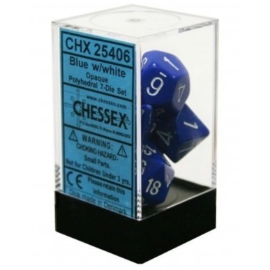 Chessex - Set 7 Dadi - Opaque Blue/White