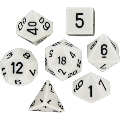 Chessex - Set 7 Dadi - Opaque White/Black